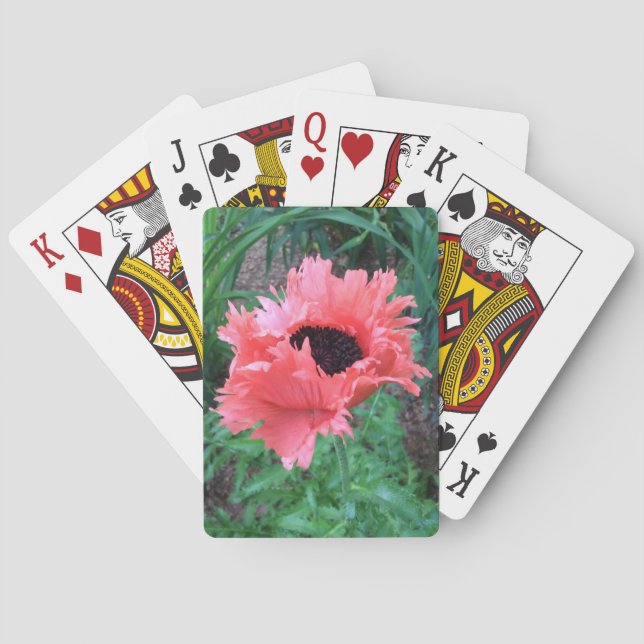 Oriental POPPY "Pink Ruffles" --- Playing Cards (Back)