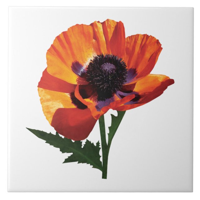 Oriental Poppy Tile (Front)
