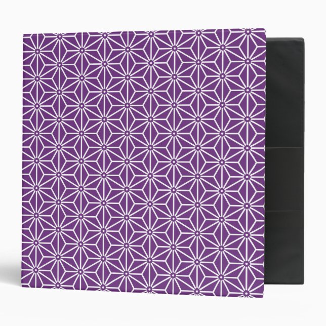 Oriental Purple Ayame Asanoha Japan Pattern Binder (Front/Inside)