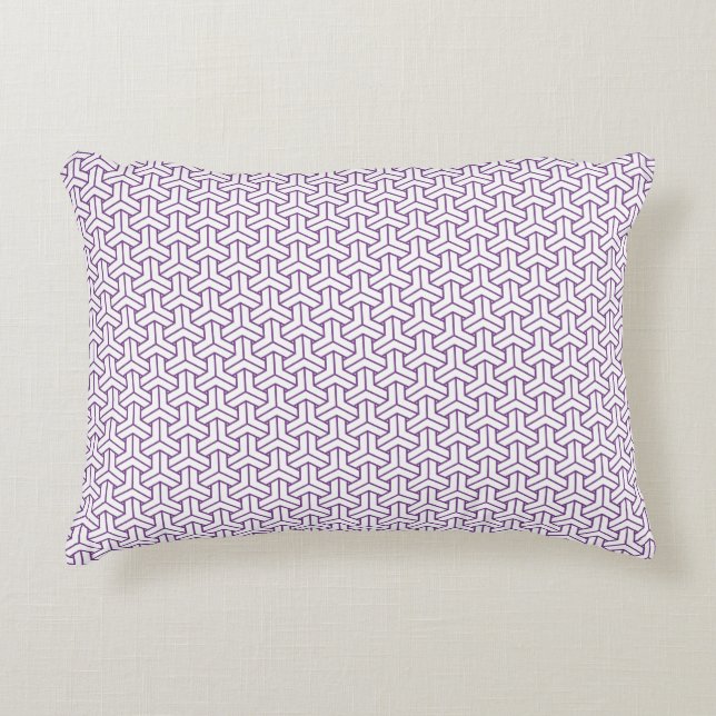 Oriental Purple White Ayame Japan Bishamon Pattern Accent Pillow (Front)