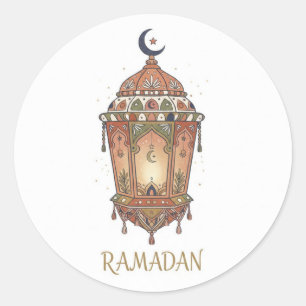 Oriental Ramadan Lantern Illustration Classic Round Sticker