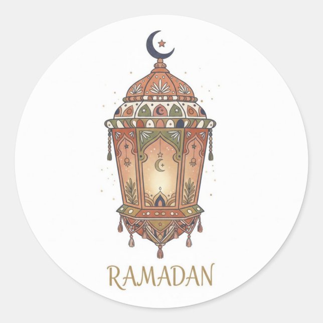 Oriental Ramadan Lantern Illustration  Classic Round Sticker (Front)