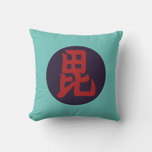 Oriental Red Blue Uesugi Japan Mon Vector Art Throw Pillow