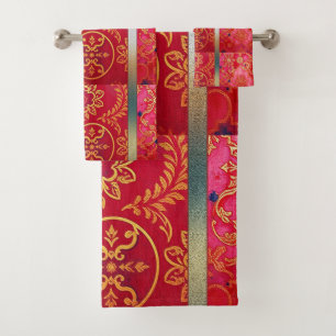 ORIENTAL Red Golden Pattern - Bath Towel Set