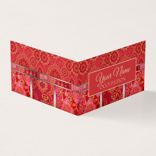ORIENTAL Red Golden Pattern - Business Card (Outside)