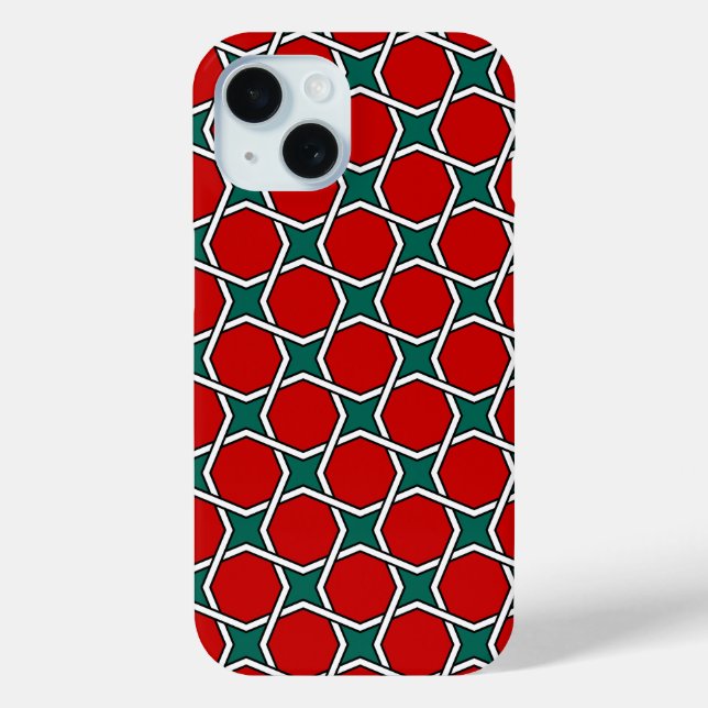 Oriental Red Green Arabic Egypt Geometric Pattern Case-Mate iPhone Case (Back)