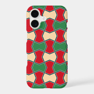 Oriental Red Green Bow Tie Geometric Pattern