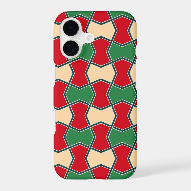 Oriental Red Green Bow Tie Geometric Pattern (Back)
