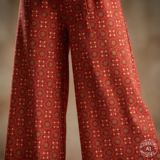 Oriental Red Mosaic Geometric Kaleidoscope Pattern Fabric (Creator Uploaded)