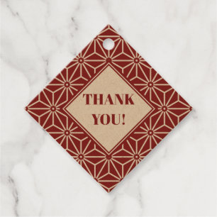 Oriental Red Shinshu Asanoha Japan Pattern Favour Tags