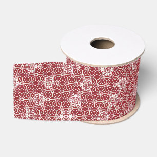 Oriental Red Shinshu Star Asanoha Japan Pattern Grosgrain Ribbon
