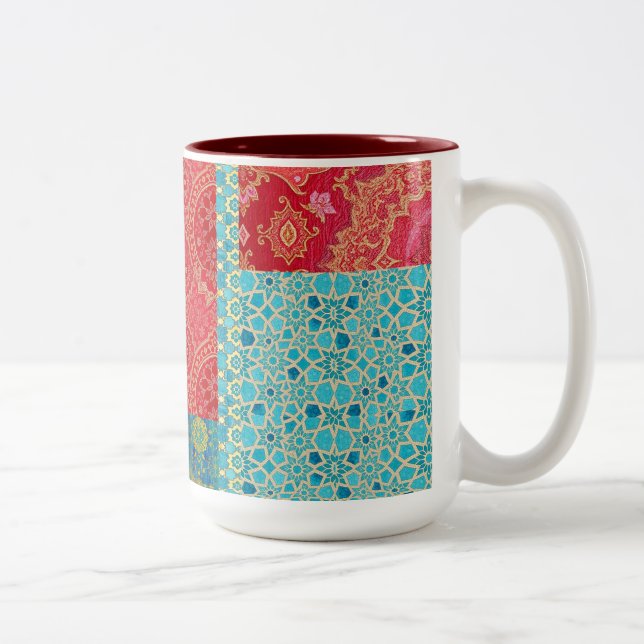 ORIENTAL Red Turquoise Pattern - Mug, Cup (Right)