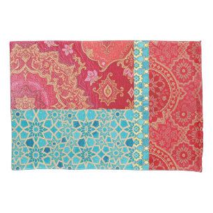 ORIENTAL Red Turquoise Pattern - Pillowcase