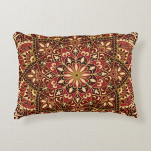 Oriental Red: Vintage Floral Carpet Accent Pillow