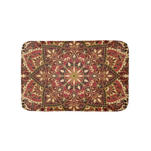 Oriental Red: Vintage Floral Carpet Bath Mat