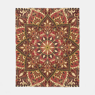 Oriental Red: Vintage Floral Carpet Fleece Blanket