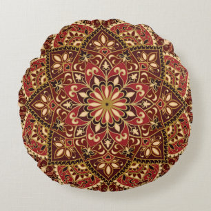 Oriental Red: Vintage Floral Carpet Round Pillow