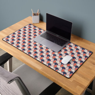 Oriental Red White Blue Geometric Arrows Art Desk Mat