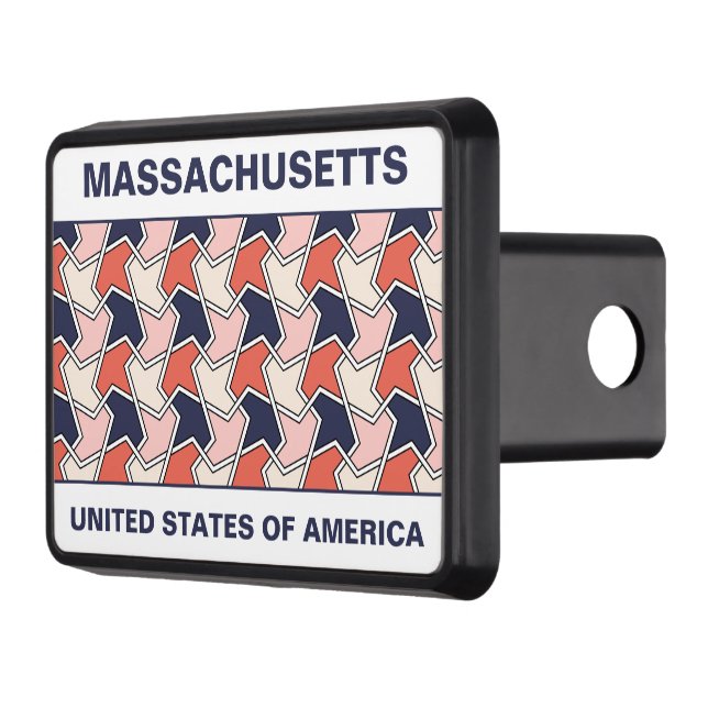 Oriental Red White Blue Geometric Arrows Art Trailer Hitch Cover (Left)
