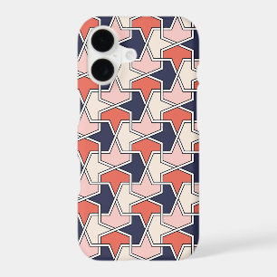 Oriental Red White Blue Geometric Arrows Pattern