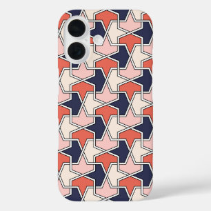 Oriental Red White Blue Geometric Arrows Pattern iPhone 16 Case