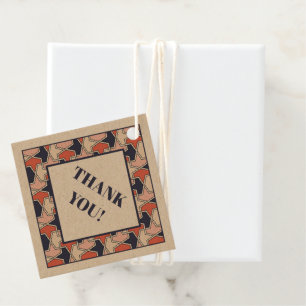 Oriental Red White Blue Geometric Arrows Pattern Favour Tags