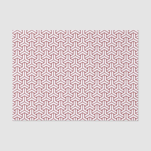 Oriental Red White Shinshu Japan Bishamon Pattern Tissue Paper (Front)