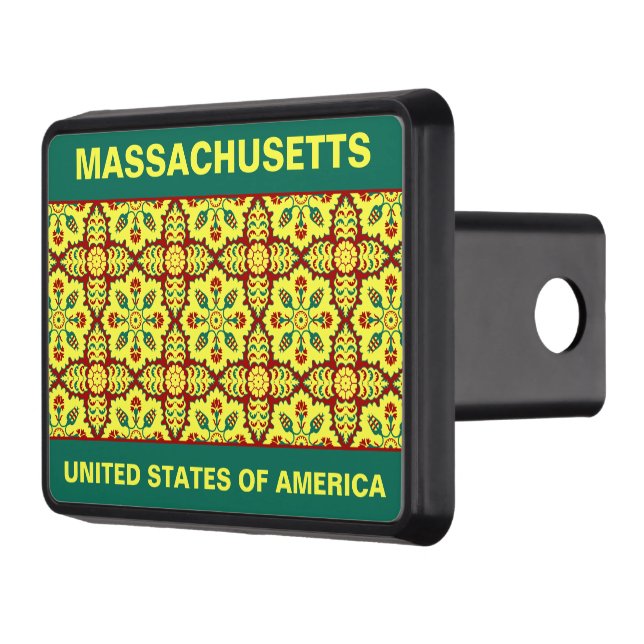 Oriental Red Yellow Ottoman Turkish Tulip Pattern Trailer Hitch Cover (Left)