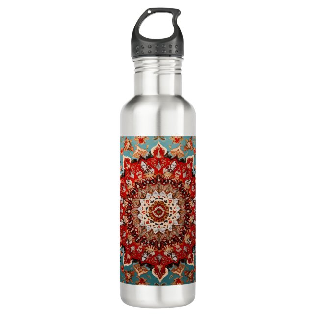 Oriental Retro Persian Pattern Red Cream Blue 710 Ml Water Bottle (Front)
