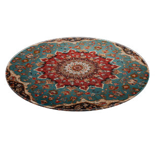 Oriental Retro Persian Pattern Red Cream Blue Cutting Board