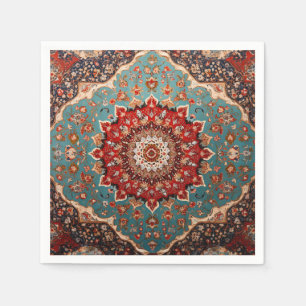 Oriental Retro Persian Pattern Red Cream Blue Napkin