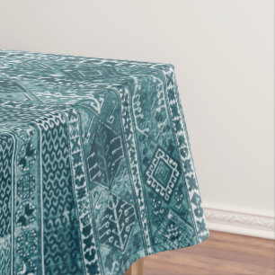 Oriental rug design in blue hues tablecloth
