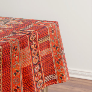 Oriental rug design in bright oranges  tablecloth