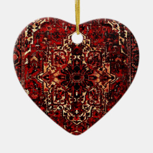 Oriental rug design in  dark red ceramic ornament
