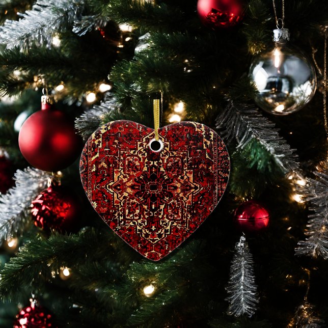 Oriental rug design in  dark red  ceramic ornament (Creator Uploaded)