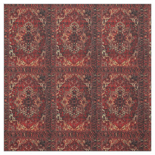 Oriental rug design in  dark red fabric