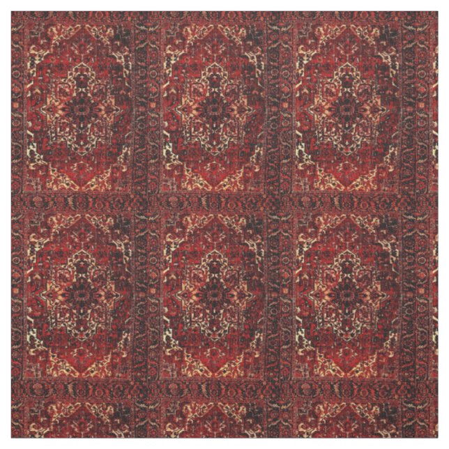 Oriental rug design in  dark red fabric (Swatch)