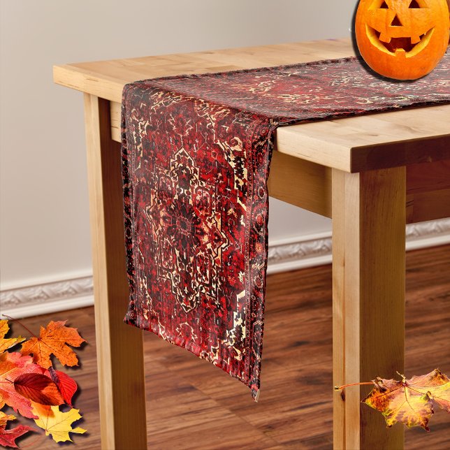 Oriental rug design in  dark red long table runner (Creator Uploaded)