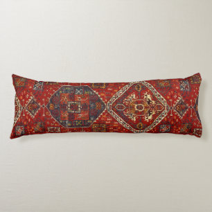 Oriental rug design in  dark red no5 body pillow