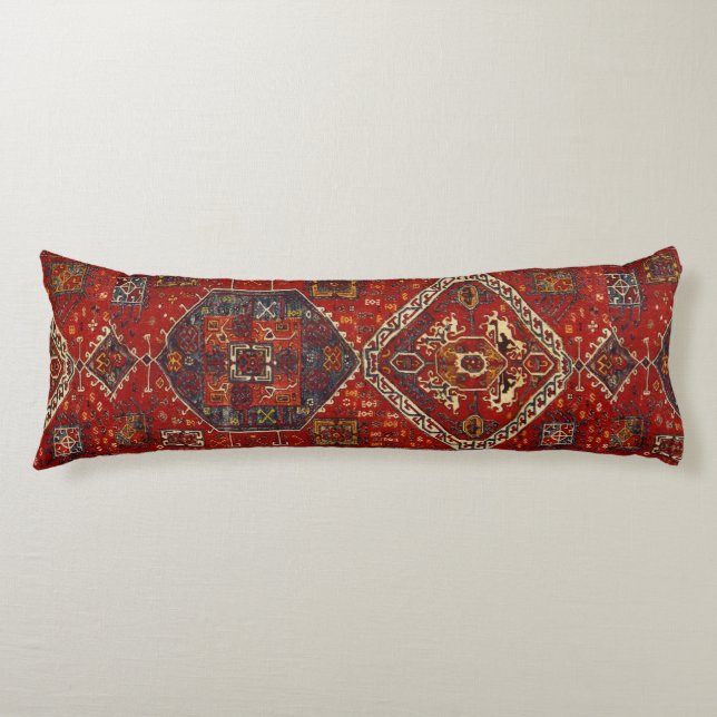 Oriental rug design in  dark red no5 body pillow (Front)