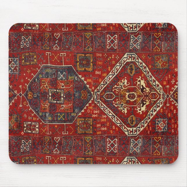 Oriental rug design in  dark red no5 mouse pad (Front)