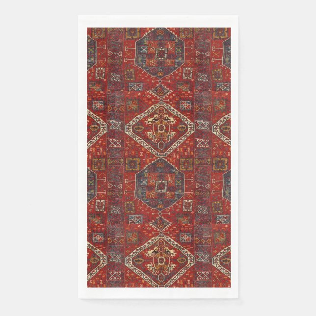 Oriental rug design in  dark red no5 napkin (Front)