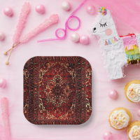 Oriental rug design in  dark red 