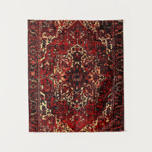 Oriental rug design in  dark red  tapestry