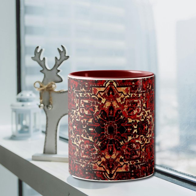 Oriental rug design in  dark red  Two-Tone coffee mug (Creator Uploaded)