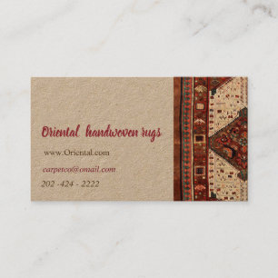 Oriental rug design in  red and cream business card