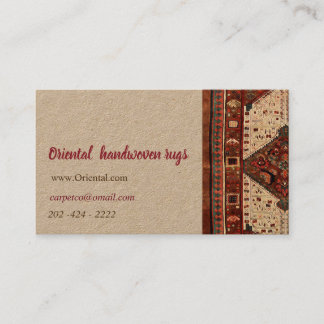 Oriental rug design in  red and cream business card