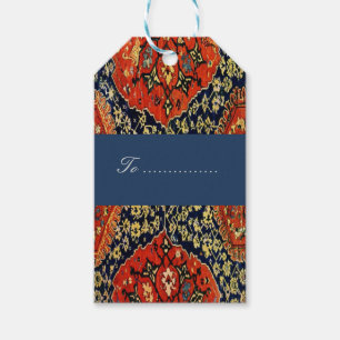 Oriental rug in blue&orange gift tags