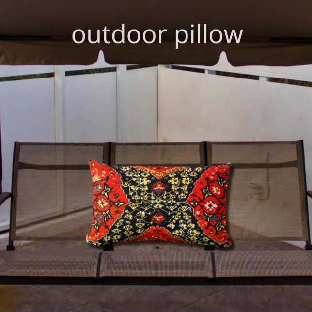 Oriental rug in blue&orange lumbar pillow (Creator Uploaded)