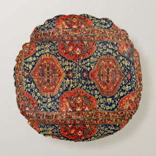 Oriental rug in blue&orange round pillow